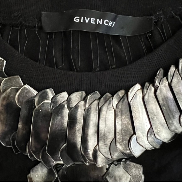 Givenchy Black Tunic Sleeveless Top Scale Embroidery Cocktail Dress Evening L - Picture 9 of 14